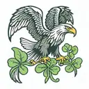 Eagle holding four leaf clover tattoo design idea