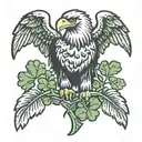 Eagle holding four leaf clover tattoo design idea
