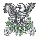 Eagle holding four leaf clover tattoo design idea