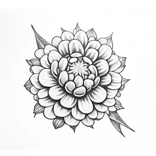 Crown with plant of zinnia and chrysanthemum  tattoo design idea