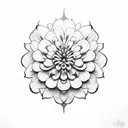 King's Crown with zinnia and chrysanthemum  tattoo design idea