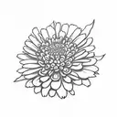 King's Crown with zinnia and chrysanthemum  tattoo design idea