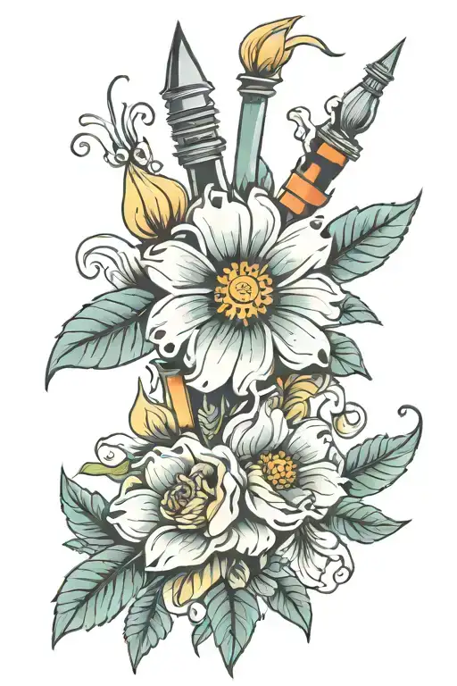 switchblade flowers  tattoo design idea