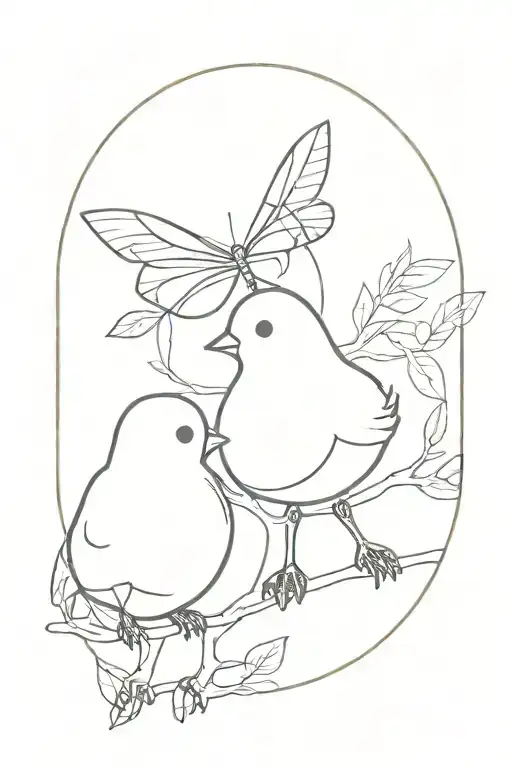 chick and bug tattoo design idea
