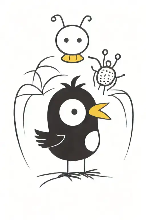 chick and bug tattoo design idea