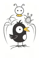 chick and bug tattoo design idea