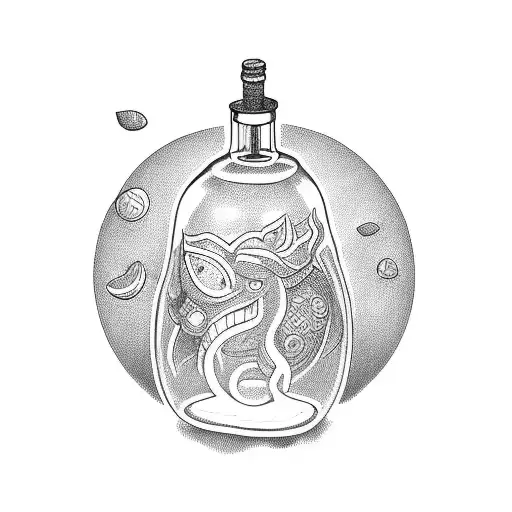 message in a bottle  tattoo design idea
