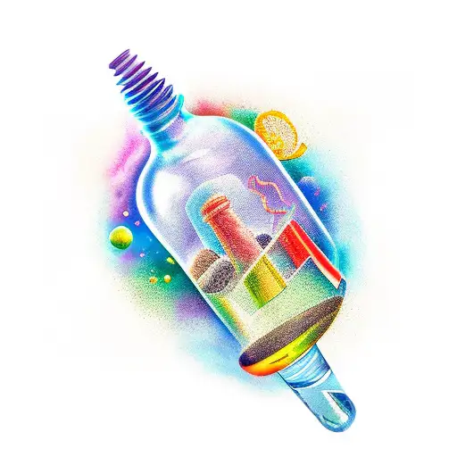 message in a bottle  tattoo design idea