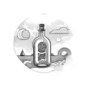 message in a bottle  tattoo design idea