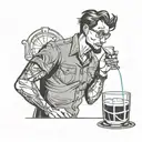 A software engineer coding while sipping a cocktail tattoo design idea