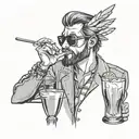 A software engineer coding while sipping a cocktail tattoo design idea