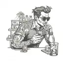 A software engineer coding while sipping a cocktail tattoo design idea