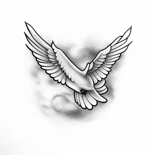 Dove peace clouds tattoo design idea