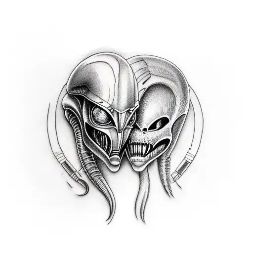 alien vs predator tattoo design idea