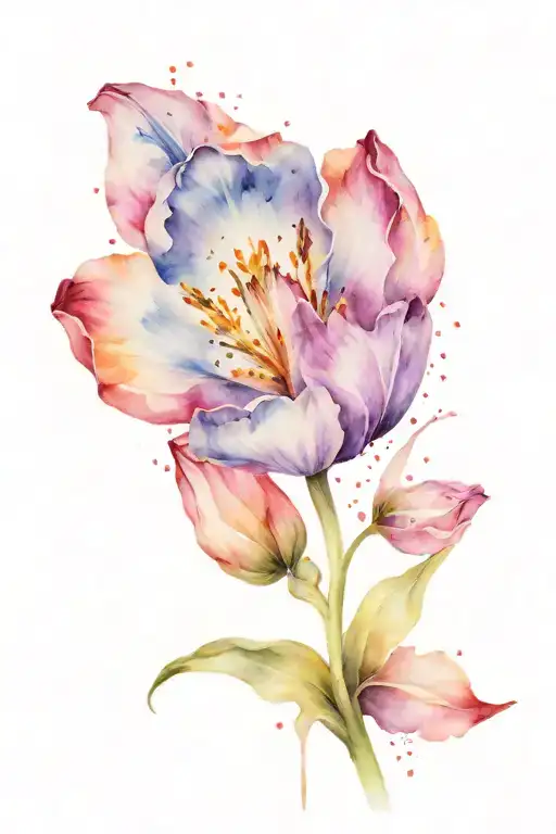 a tulip, a melissa flower, a violet flower tattoo design idea