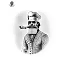 blackbeard with a pipe and fuses tattoo design idea