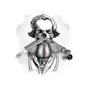 blackbeard with a pipe and fuses tattoo design idea