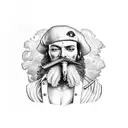 blackbeard with a pipe and fuses tattoo design idea