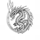 Dragon with arrows tattoo design idea