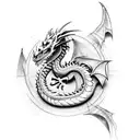Dragon with arrows tattoo design idea