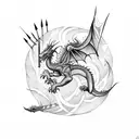Dragon with arrows tattoo design idea
