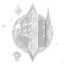 A world map composed of intricate book spines, signifying the endless exploration of both physical and intellectual realms tattoo design idea