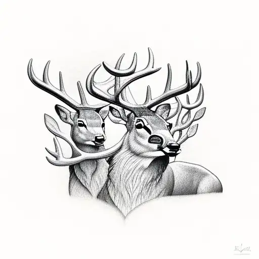 forest with buck tattoo design idea
