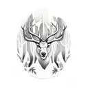 forest with buck tattoo design idea