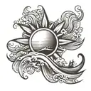 sun with wave rays tattoo design idea