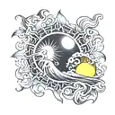 sun with wave rays tattoo design idea