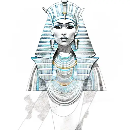 red Egyptian woman pharaoh  tattoo design idea