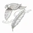 Eagle feathers transforming into dreamy clouds and floating away tattoo design idea