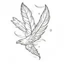 Eagle feathers transforming into dreamy clouds and floating away tattoo design idea