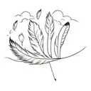 Eagle feathers transforming into dreamy clouds and floating away tattoo design idea