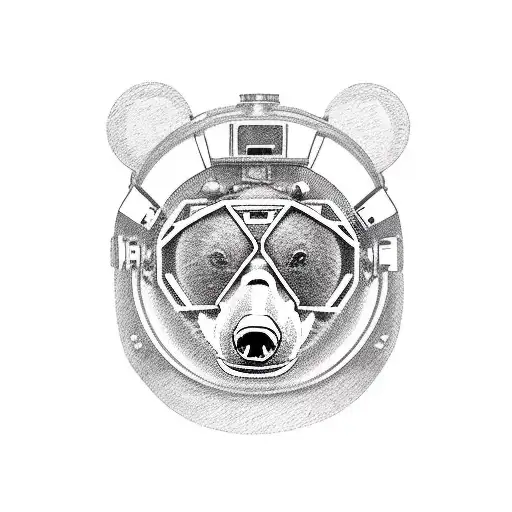 bear with welding helmet and tig burner  tattoo design idea