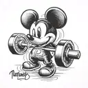A barbell with Mickey Mouse ears as the weights tattoo design idea