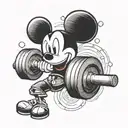 A barbell with Mickey Mouse ears as the weights tattoo design idea