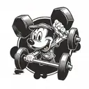 A barbell with Mickey Mouse ears as the weights tattoo design idea