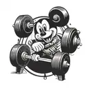 A barbell with Mickey Mouse ears as the weights tattoo design idea