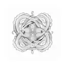 A pattern of fish scales intertwined with blooming vines and flowers tattoo design idea