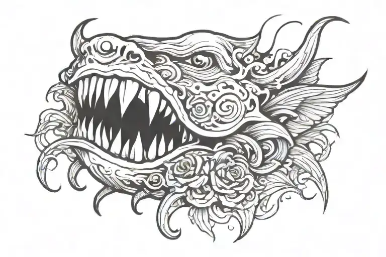 conscious biting tattoo design idea