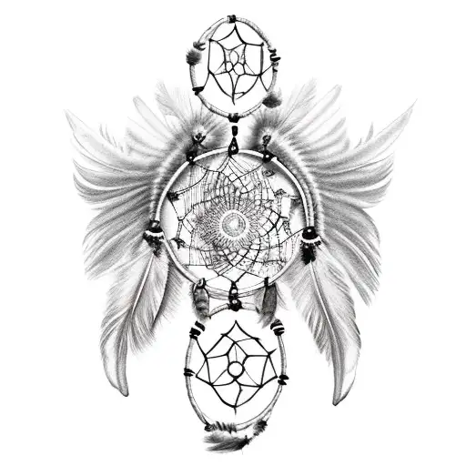 dream catcher with four feathers with names braylee, Braxton, Brantley, Nicholas and a stomach cancer ribbon  tattoo design idea