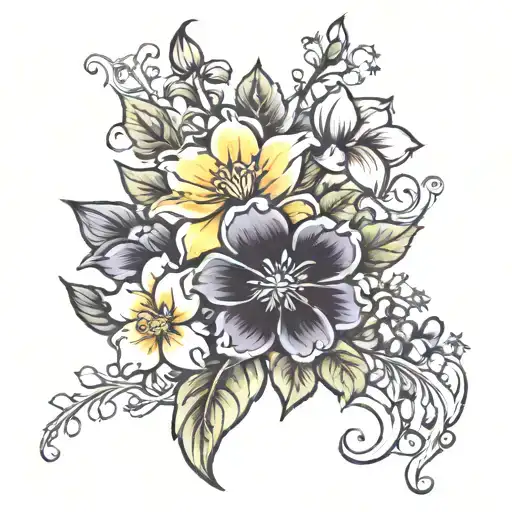 March, April, and November Birth month flowers symbolizing tattoo design idea