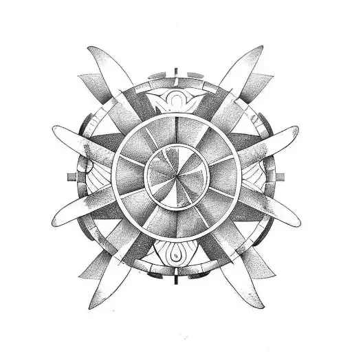 ship wheel B tattoo design idea