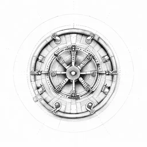ship wheel B tattoo design idea