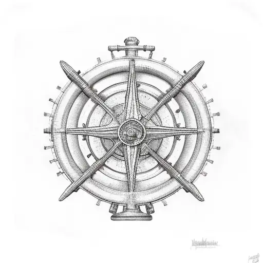 ship wheel B tattoo design idea