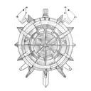 ship wheel B tattoo design idea