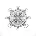 ship wheel B tattoo design idea