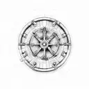 ship wheel B tattoo design idea