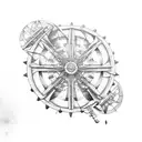 ship wheel B tattoo design idea